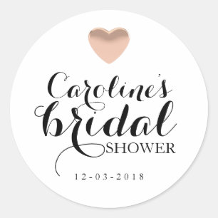 Love Heart Rose Gold Bridal Shower Sticker