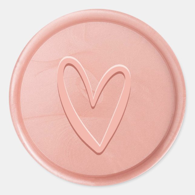 Love Heart Rose Pink Wax Seal Sticker (Front)