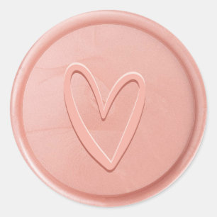 Love Heart Rose Pink Wax Seal Sticker