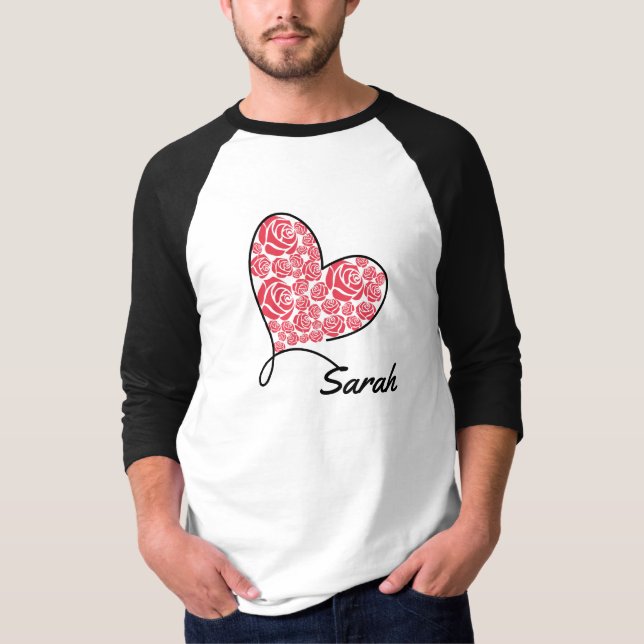 Love Heart & Roses - Custom T-Shirt (Front)