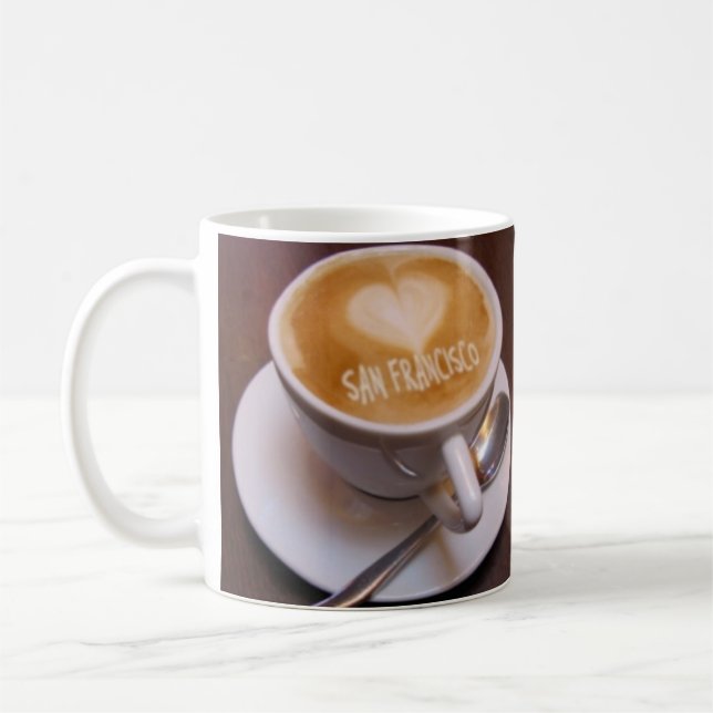 Love Heart San Francisco Cappuccino Coffee Cup Mug (Left)