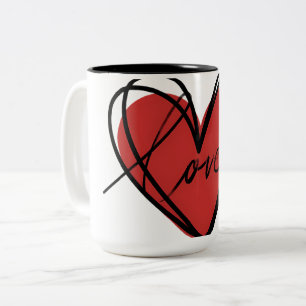  Love Heart Scribble Two-Tone Coffee Mug