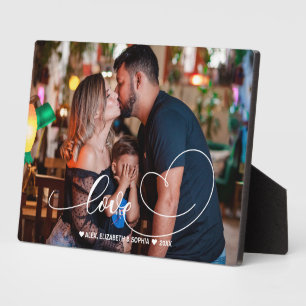 Love Heart Script Family Photo Plaque