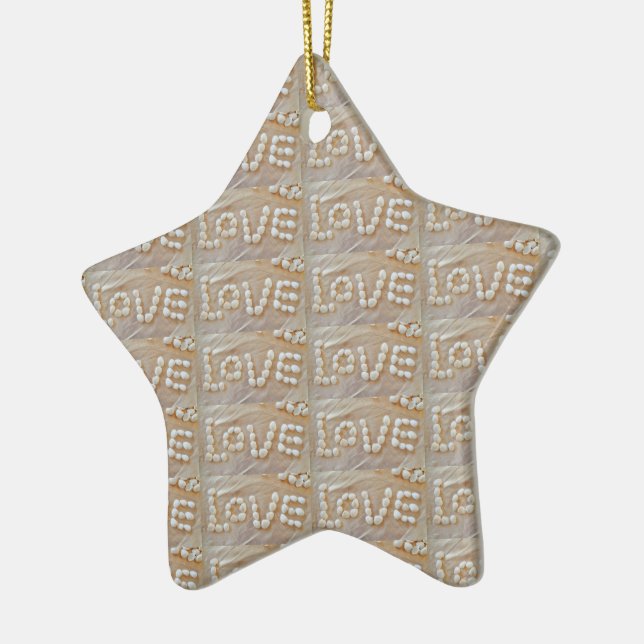 Love Heart Sea Shell Beach Hearts Seashells Summer Ceramic Tree Decoration (Left)