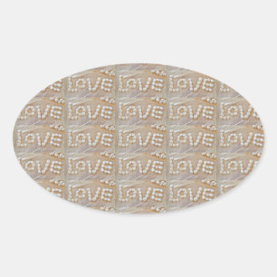 Love Heart Sea Shell Beach Hearts Seashells Summer Oval Sticker