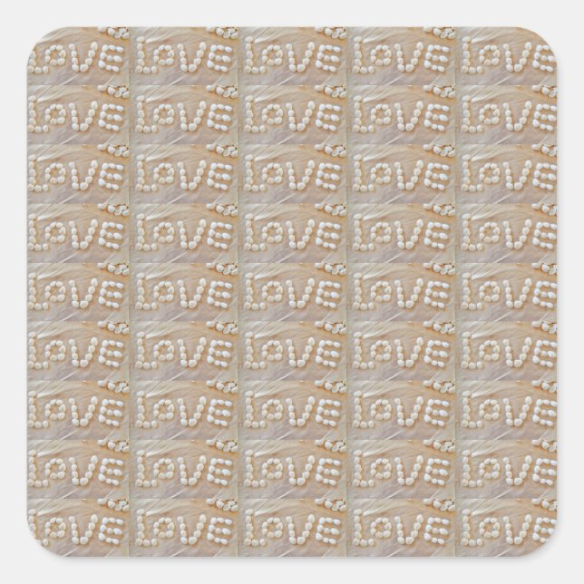 Love Heart Sea Shell Beach Hearts Seashells Summer Square Sticker (Front)