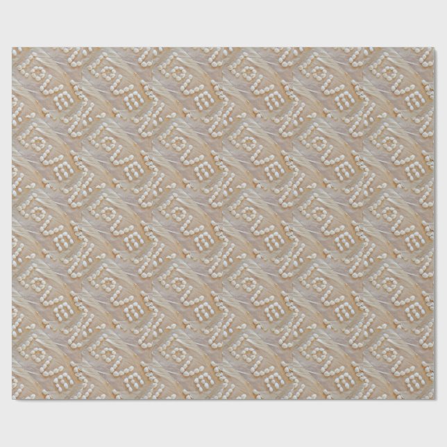 Love Heart Sea Shell Beach Hearts Seashells Summer Wrapping Paper (Flat)