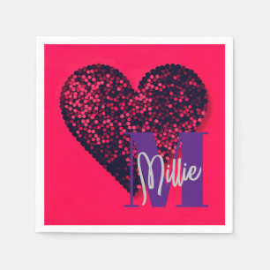 love heart sequins glitter retro neon 80's napkin