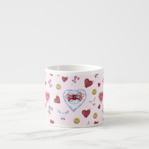 Love Heart Sewing Watercolor Espresso Cup