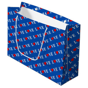 LOVE heart simple modern chic elegant navy blue Large Gift Bag
