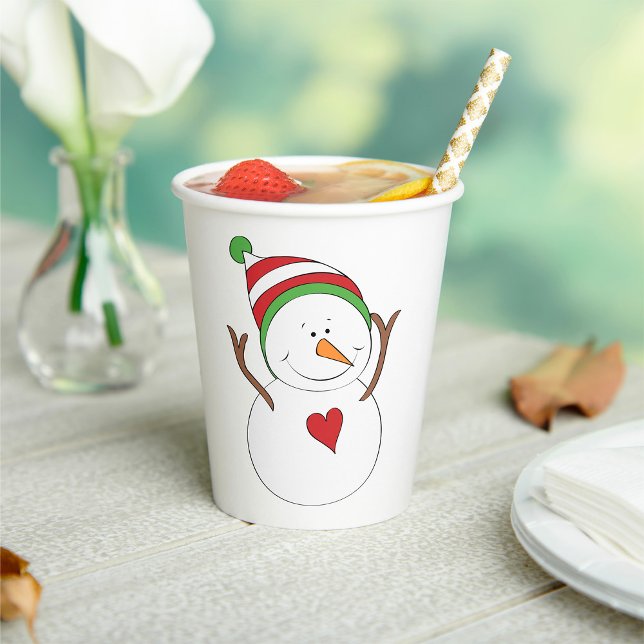 Love Heart Snowman Paper Cups (Creator Uploaded)