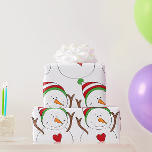 Love Heart Snowman Wrapping Paper