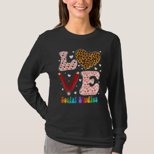 Love Heart Social Studies Leopard Plaid Red Valent T-Shirt