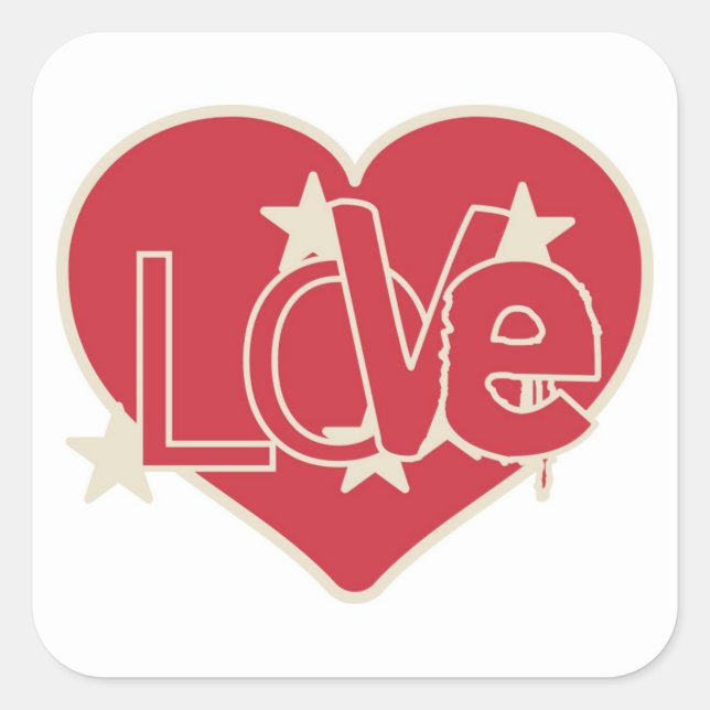 LOVE HEART SQUARE STICKER (Front)
