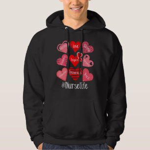 Love Heart Stethoscope Nurse Life Nursing Valentin Hoodie