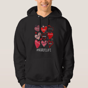 Love Heart Stethoscope Nurse Life Nursing Valentin Hoodie