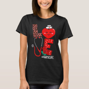 Love Heart Stethoscope Nurse Life Valentine Day 20 T-Shirt