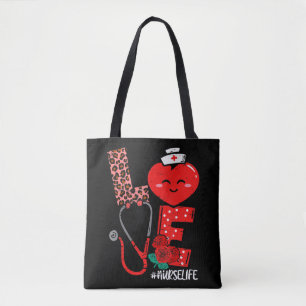 Love Heart Stethoscope Nurse Life Valentine Day W Tote Bag