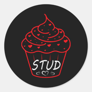 Love Heart Stud Muffin Cupcake Valentines Day  Classic Round Sticker