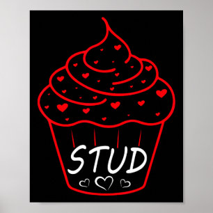 Love Heart Stud Muffin Cupcake Valentines Day Poster