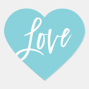LOVE HEART stylish handlettered aqua watercolor Sticker