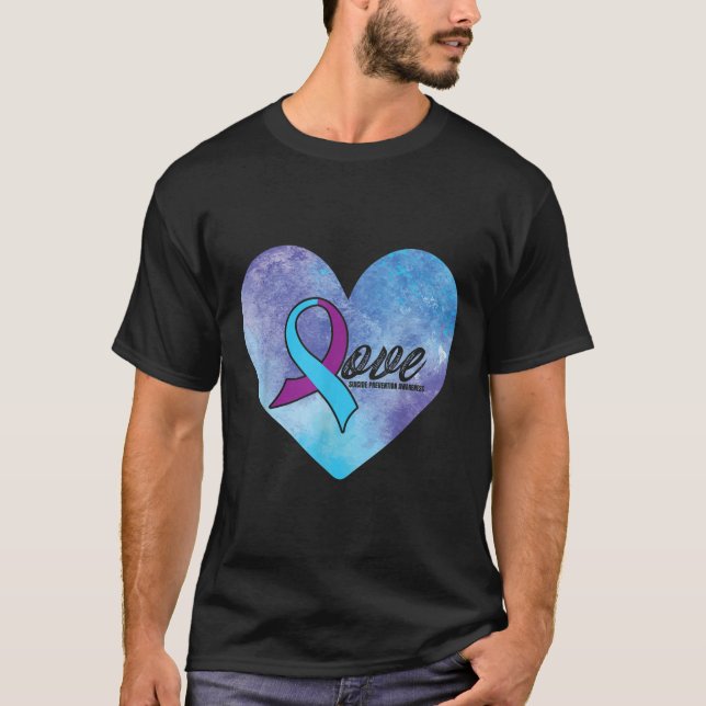Love Heart Suicide Prevention Month Suicide Awaren T-Shirt (Front)