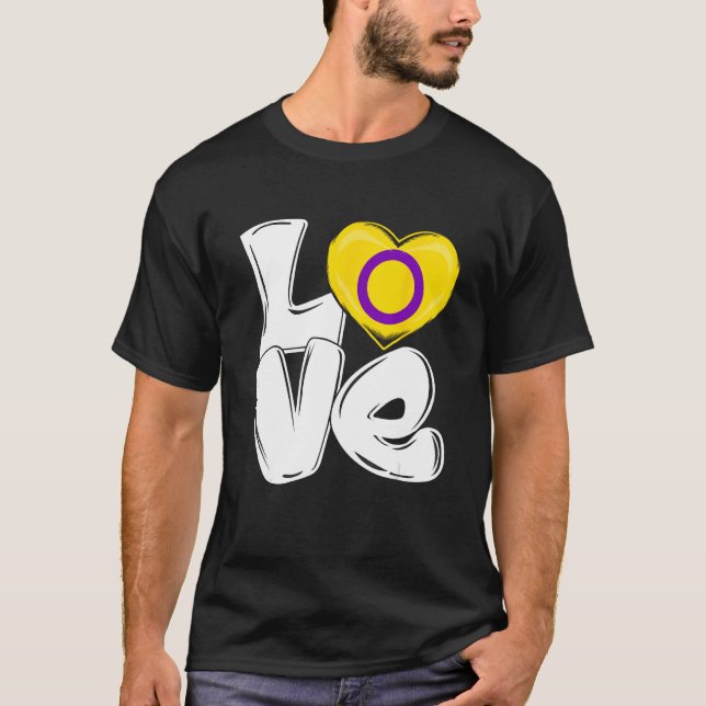 LOVE Heart Support LGBTQ Pride Month LGBT Intersex T-Shirt (Front)