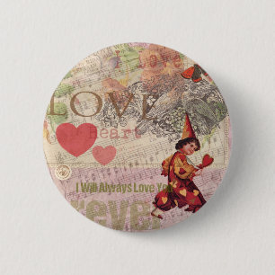 Love Heart Sweetheart Valentine Cherub 6 Cm Round Badge