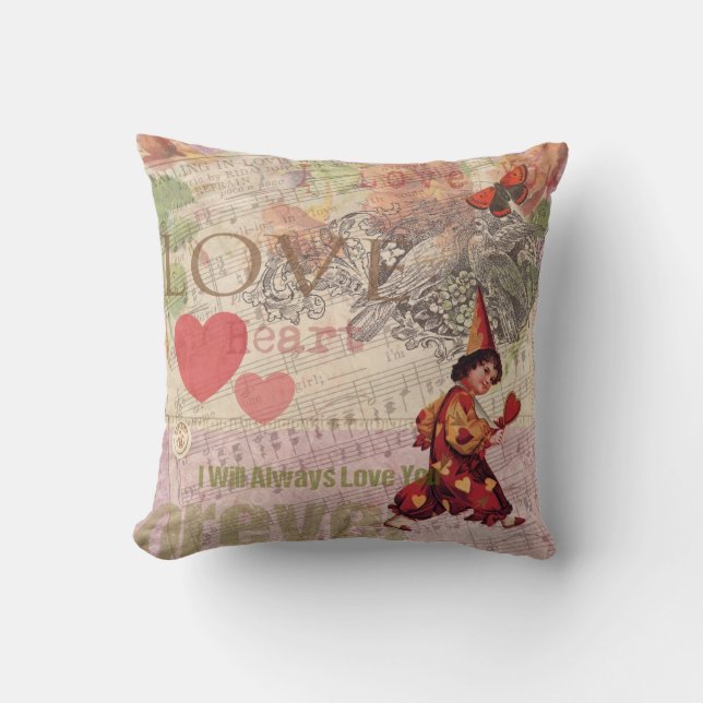 Love Heart Sweetheart Valentine Cherub Cushion (Front)