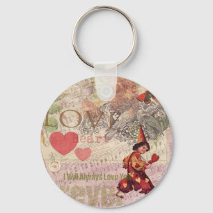 Love Heart Sweetheart Valentine Cherub Key Ring