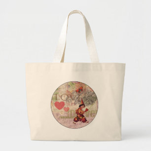 Love Heart Sweetheart Valentine Cherub Large Tote Bag