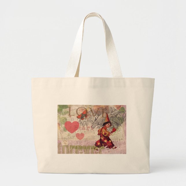 Love Heart Sweetheart Valentine Cherub Large Tote Bag (Front)