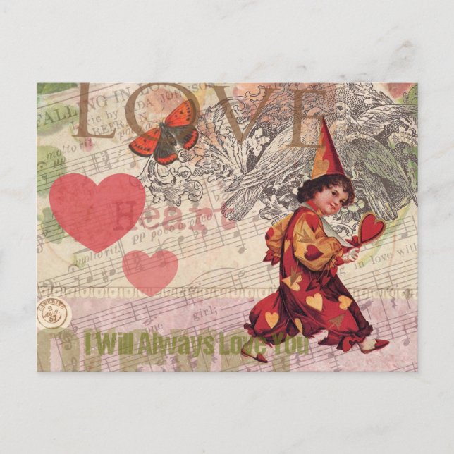 Love Heart Sweetheart Valentine Cherub Postcard (Front)