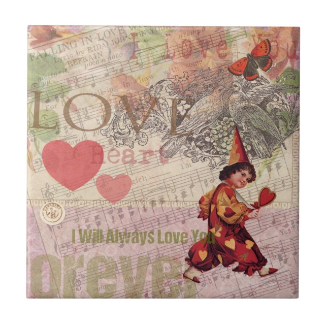 Love Heart Sweetheart Valentine Cherub Tile (Front)