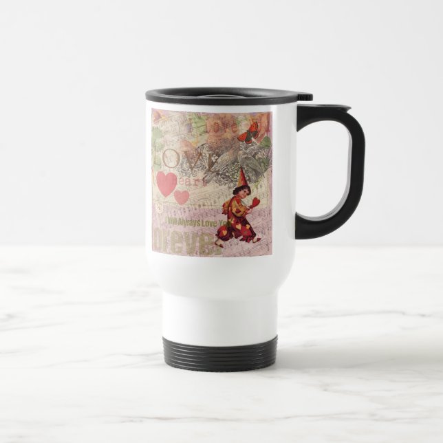 Love Heart Sweetheart Valentine Cherub Travel Mug (Right)