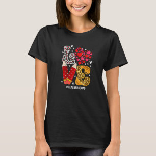 LOVE Heart Teacher Squad Plaid Red Leopard Valenti T-Shirt