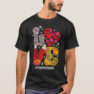 LOVE Heart Teacher Squad Plaid Red Leopard Valenti T-Shirt