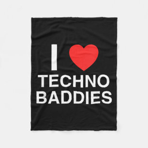 Love Heart Techno Baddies Funny EDM Festival Rave Fleece Blanket