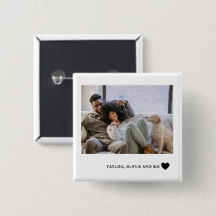 Love Heart Text and 2 Photographs 15 Cm Square Badge