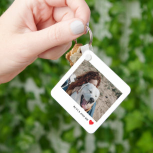 Love Heart Text and 2 Photographs Key Ring