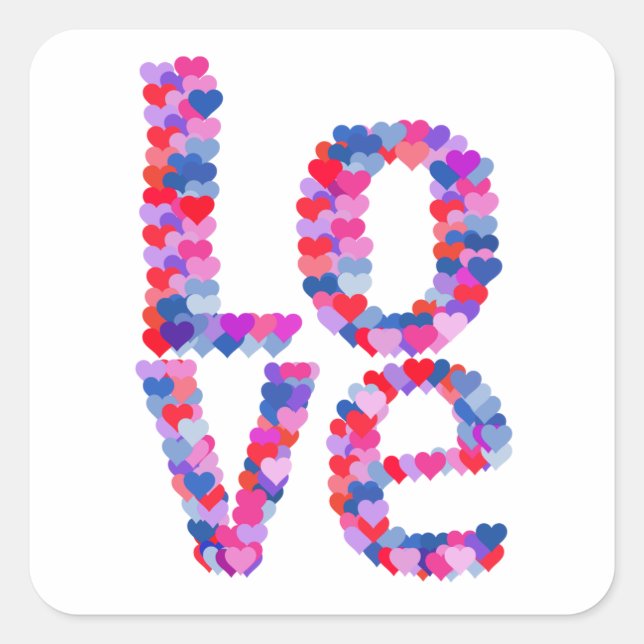 LOVE Heart Text Sticker (Front)