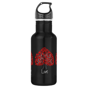 Love Heart Tree Black Bottle