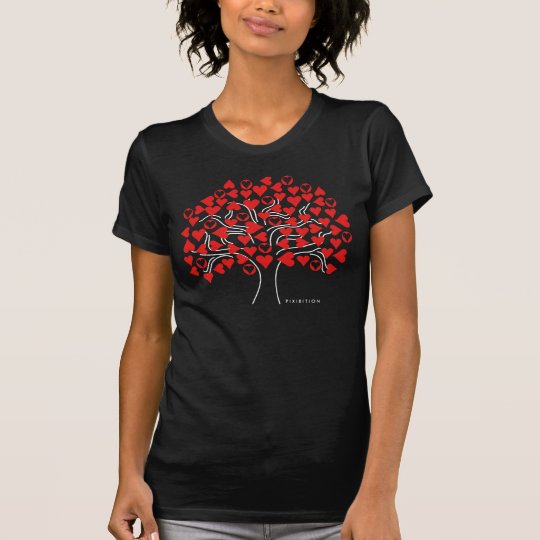 Love Heart Tree Black T-Shirt