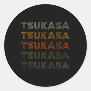 Love Heart Tsukasa Tee Grunge Vintage Style Black Classic Round Sticker