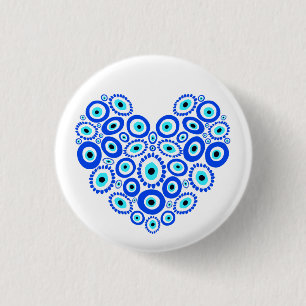 Love Heart Turkish Eye Pattern 3 Cm Round Badge