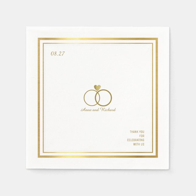 love heart & two wedding rings, an elegant napkin (Front)