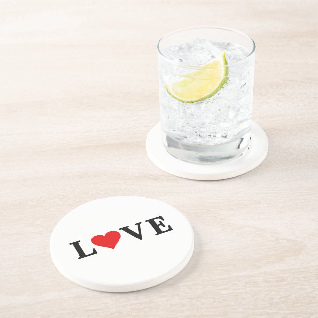 LOVE, Heart, Typography, Text Based, Minimalist,   Coaster (Side)
