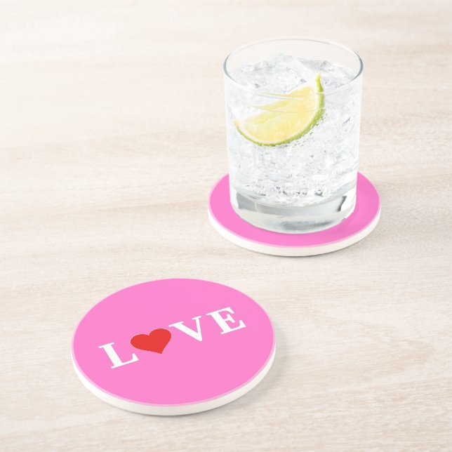 LOVE, Heart, Typography, Text Based, Minimalist,   Coaster (Side)