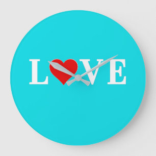 LOVE, Heart, Typography, Text Based, Minimalist, Large Clock