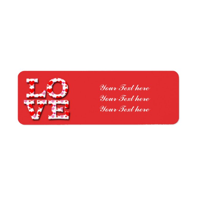 LOVE Heart Typography Valentine Address Labels (Front)